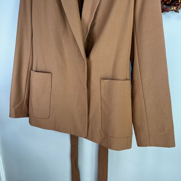 Calvin Klein Womens Infinite Stretch One Button Blazer Sz 14P in Tan - Picture 2 of 10